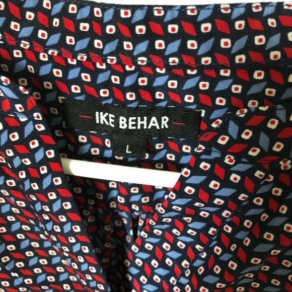 Ike Behar Blue Red White Sleeveless Elastic Waist Summer Dress Large L - Picture 4 of 8